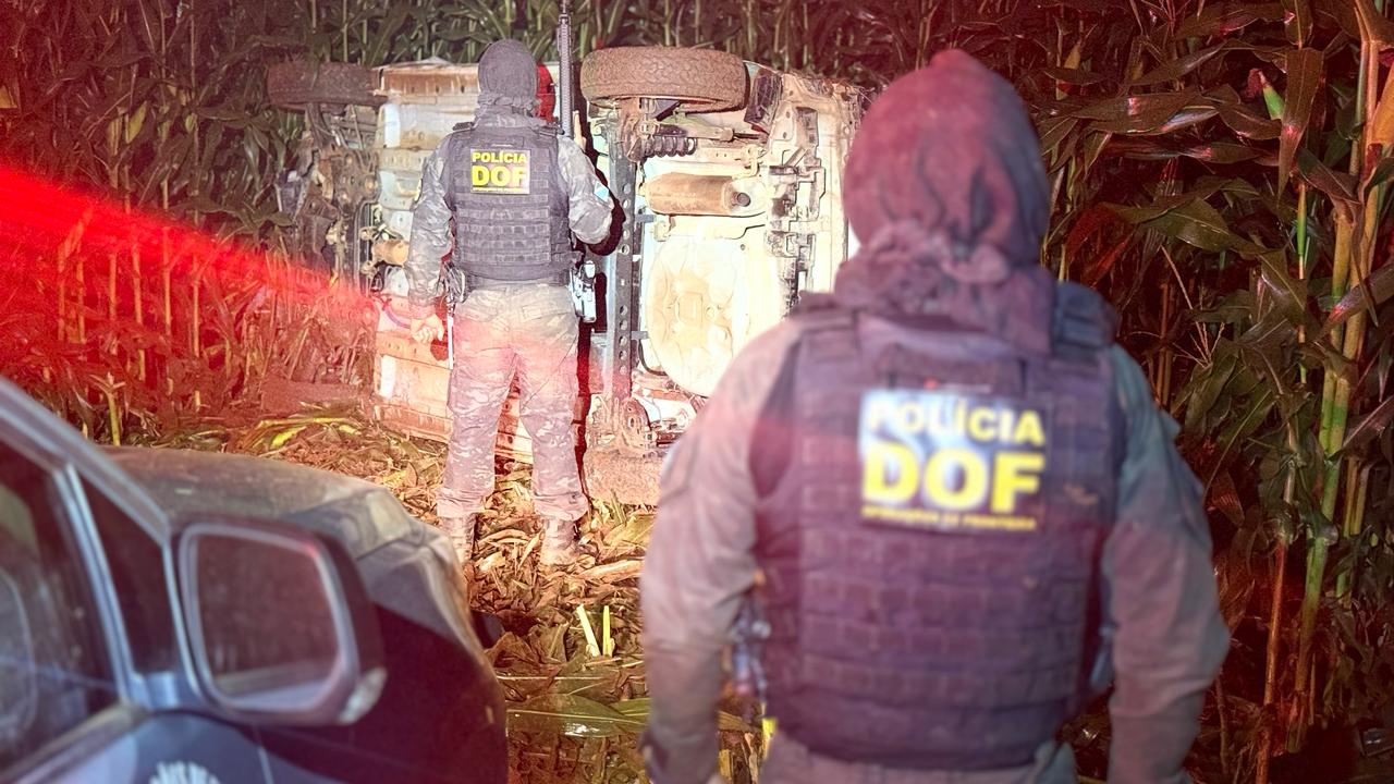 Após fuga e capotamento em lavoura de milho, DOF apreende quase 800 quilos de maconha Após fuga e capotamento em lavoura de milho, DOF apreende quase 800 quilos de maconha